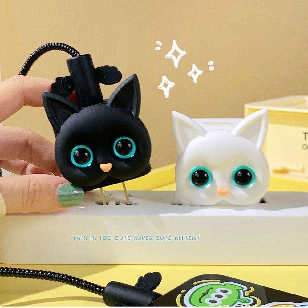 Cartoon Cat Charger&Charging Cable Protector Cute Data Cable Head Protector Shell for IPhone