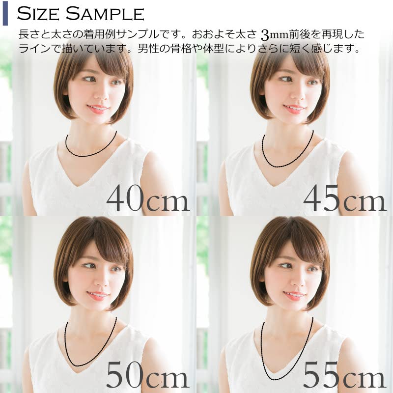 Black spinel coated necklace choker, thin, 2.2mm thickness, 38cm - 60cm length, women'smen's, made in Japan (55cm)