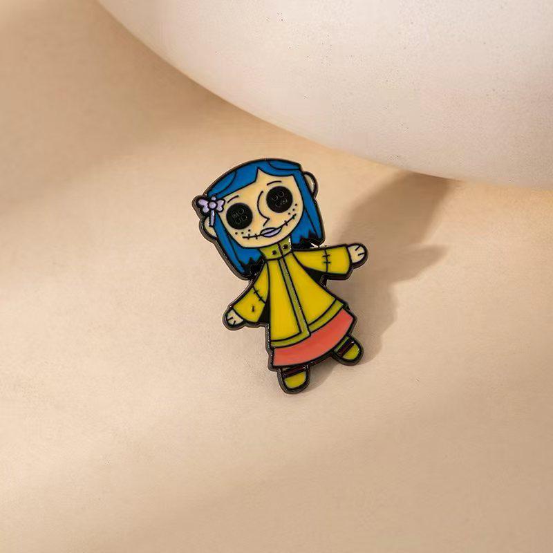 European & American Horror Ghost Mom Black Cat Metal Anime Brooch - Alloy Drip Oil Badge Accessory. Standard Size
