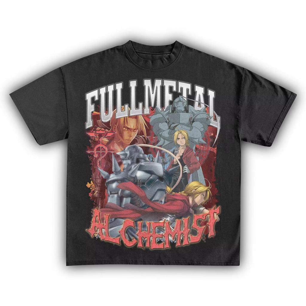 Fullmetal Alchemist Edward & Alphonse Anime Graphic T-shirt, Unisex Pure Cotton Short Sleeve Streetwear Women And Men T-shirt