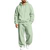 Lined Hooded Zip Up Two Piece Set for Casual Athletic Everyday Wear