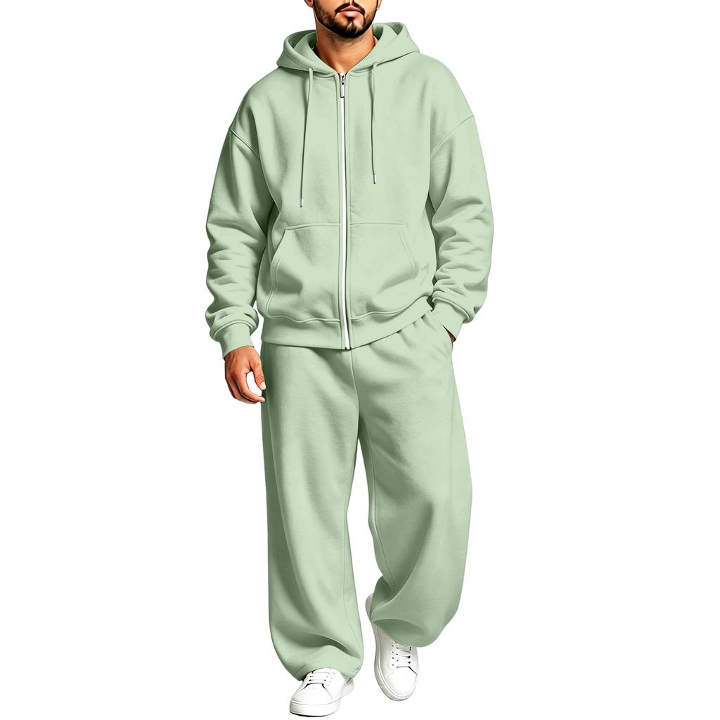 Lined Hooded Zip Up Two Piece Set for Casual Athletic Everyday Wear
