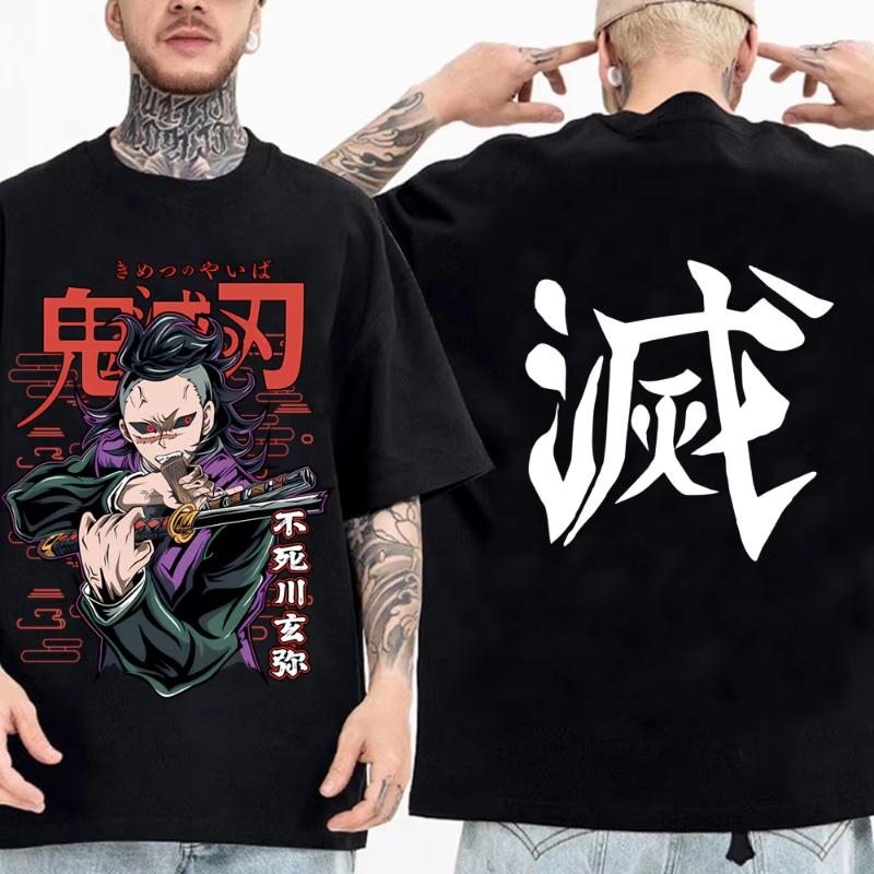 Japanese Anime Shirt Demon Slayer Infinity Castle T Shirt Men Cartoon Kimetsu No Yaiba High Quality Cotton Streetwear Clothes