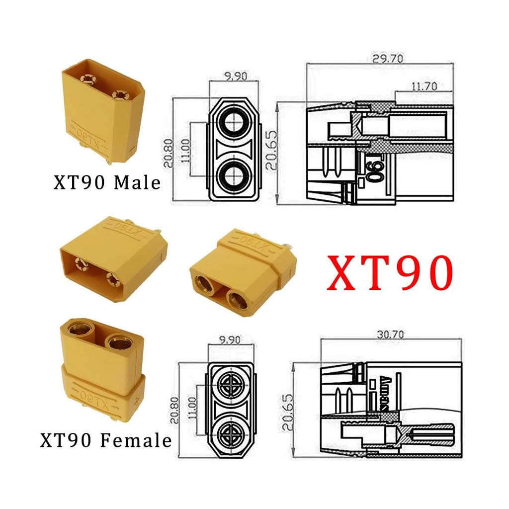 CY XT90 Male to Female 10AWG Extension Cable Connector for