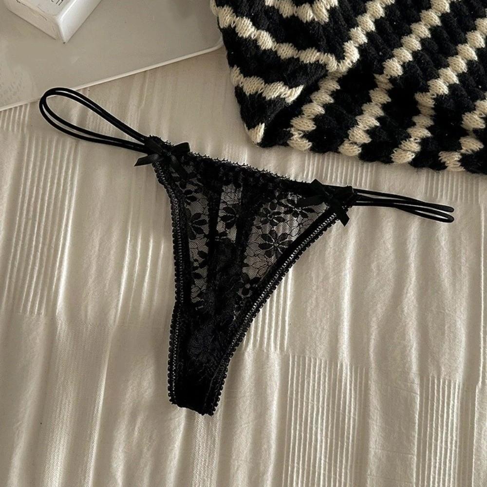 Transparent Underwear for Women Bow Panties Mesh Lace Briefs Lingerie Flower Lace Thong  Girl