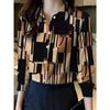 Women's Stitching Polka Dot Print Long Sleeve Shirt Spring and Autumn Fashion Casual Daily Wear Lapel Blouses Ladies Offce