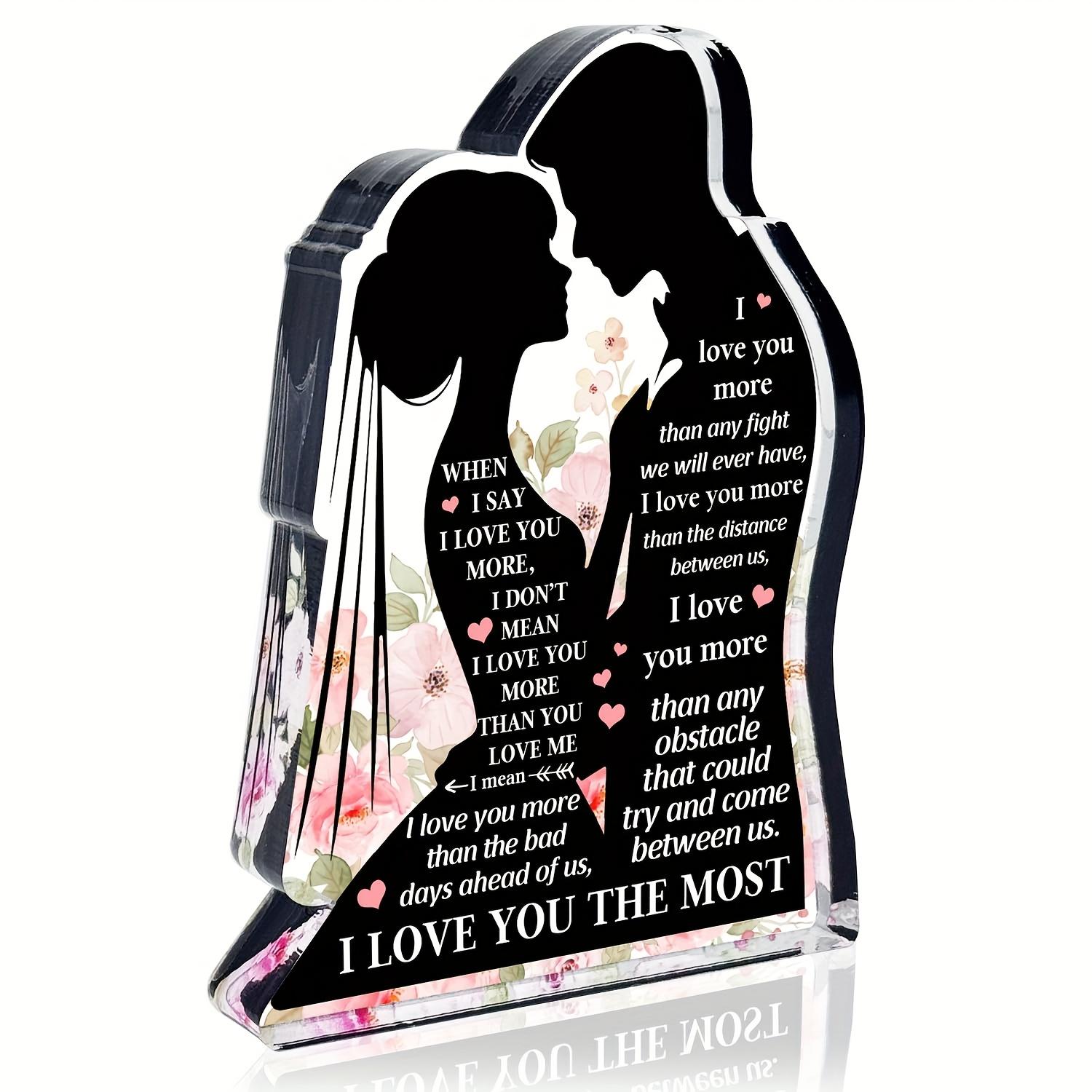 

1pc Mr & Mrs Wedding Keepsake - Bride & Groom Acrylic Tabletop Display with Romantic Love Poem & Couple Names/ Date - Elegant Wedding Party Favors 7.62*12.7cm
