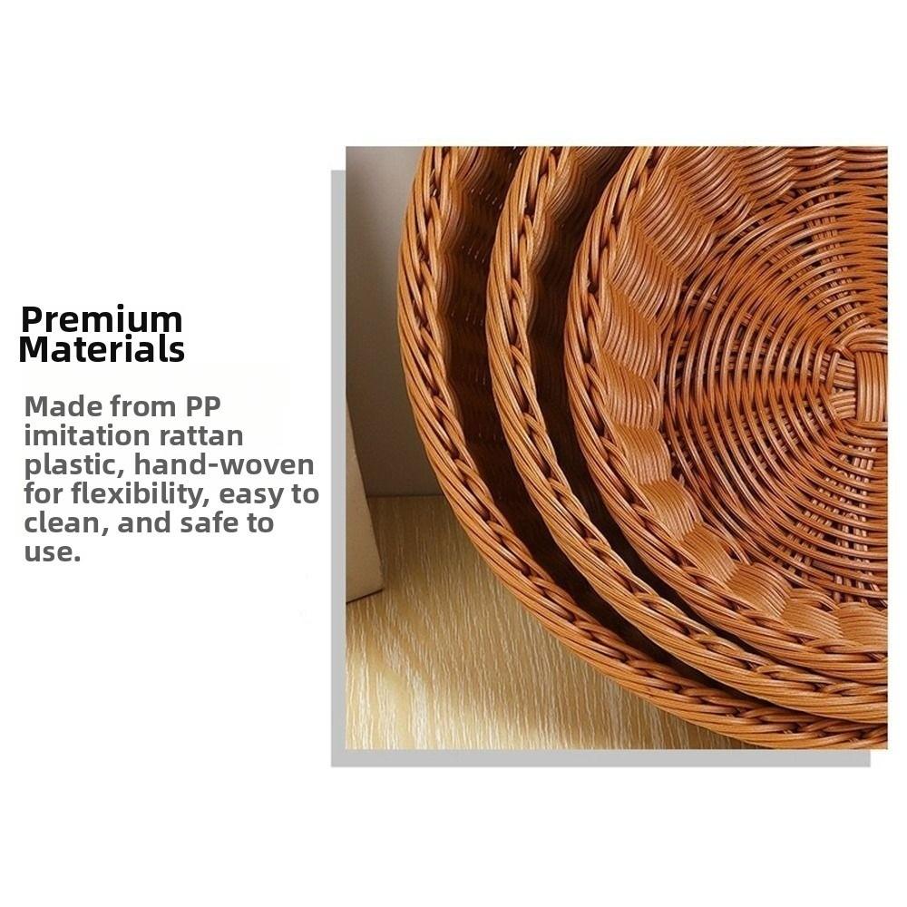 Hand-Woven Imitation Rattan Basket Multipurpose Bread Basket Food Storage Basket Living Room