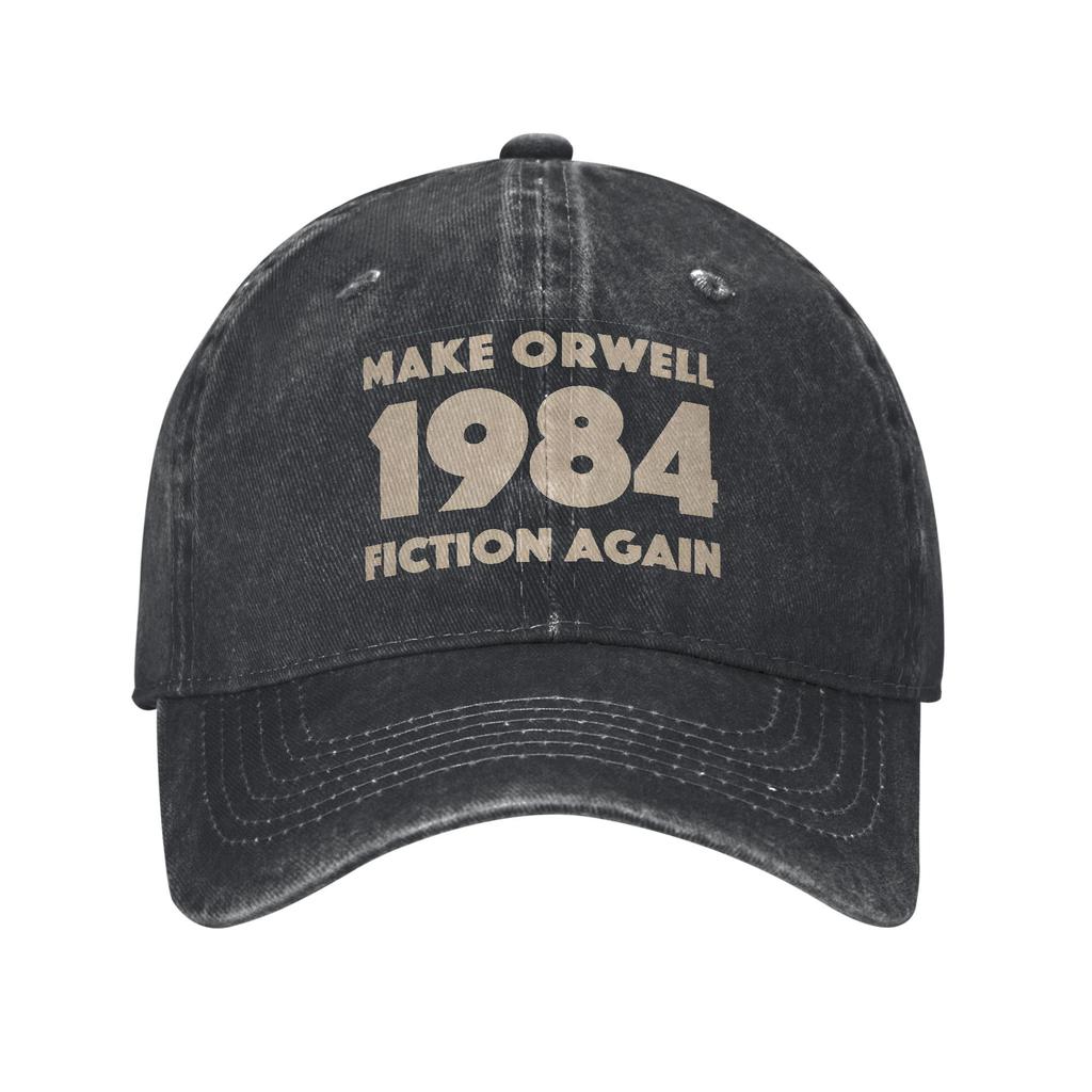 1984 Make Orwell Fiction Again Baseball Cap Distressed Denim Washed Dystopian World Headwear Outdoor Hats