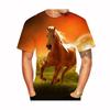 Summer Round Neck 3D Horse Pattern Print Top Fashionable Casual Short Sleeved Men's T-shirts