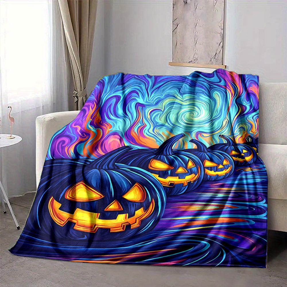 1 Stück Halloween Kürbisse Decke Leichte Flanelldecke Überwurfdecke für Sofa, Bett, Reisen, Camping, Wohnzimmer, Büro yy251015170