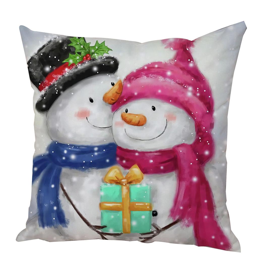 Kissenbezug Weihnachtsmann Kissenbezug Dekoration Niedlicher Cartoon Schneemann Kissenbezug Zuhause Sofa Lendenwirbelstütze Stickerei