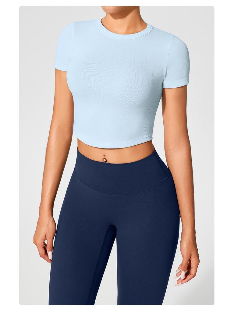 Women's Seamless Sports Top: Breathable, Short Sleeve Yoga and Running T-Shirt for Summer Fitness