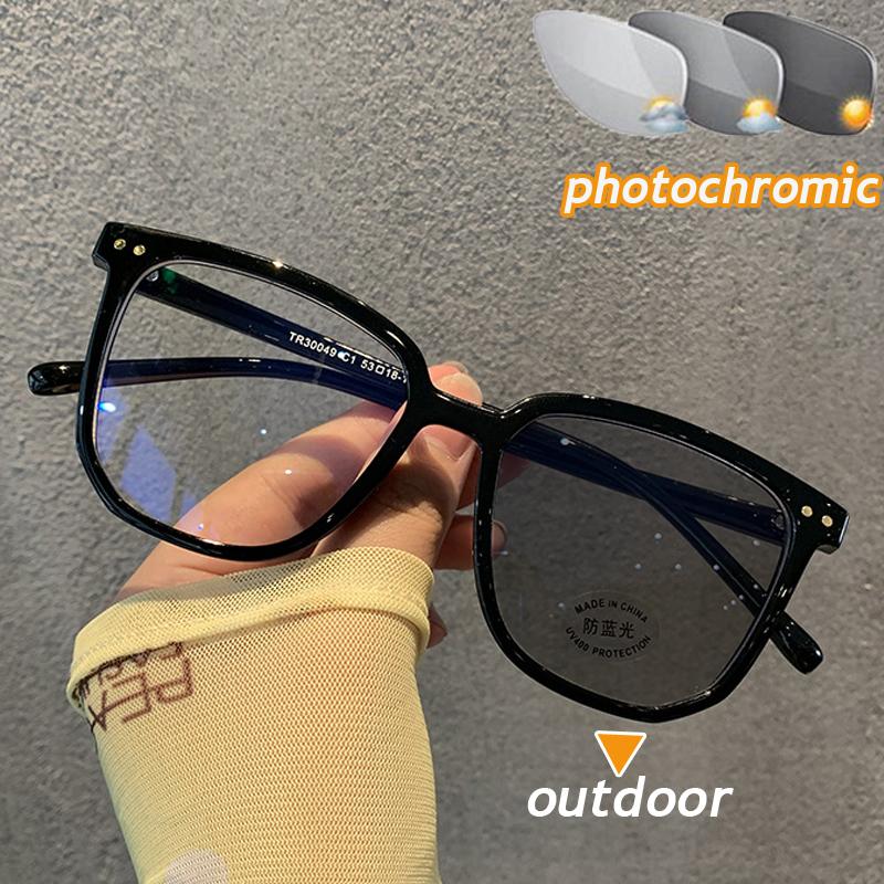

Color Changing Women s Myopia Glasses Vintage Blue Light Blocking Photochromic Eyeglasses Outdoor Sunglasses Diopter 0 TO -6.0