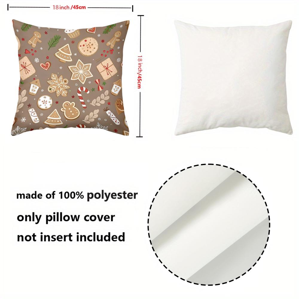 1 Pieces Christmas Patterned Cushion Covers With Cookie Design Polyester Pillowcase, Sofa Cushion Cov Headboard Pillow