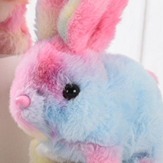 Electric Jumping Plush Rabbit Toy Hopping Ears Nose Moving Bunny Plushie Toddlers Boys Girls Interactive Simulation Stuffed Animal Toy with Sound