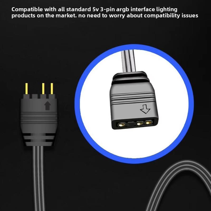 5V Argb Lighting Controller Hub Adapter With 3-Pin Connector For Sata Power For Pc Case Fans Led Strips Panels And Coolers