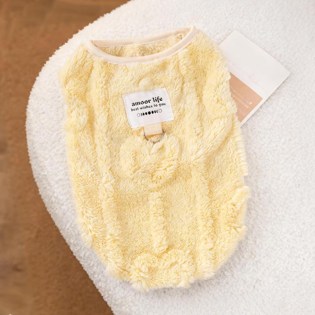 Fleece Pet Vest Winter For Dog/ - Leashable, Heart Pattern, -Shedding
