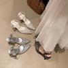 Rhinestone Bag Head Hollow Sandals Women's Large Size Summer New Models with High Heels Niche Temperament