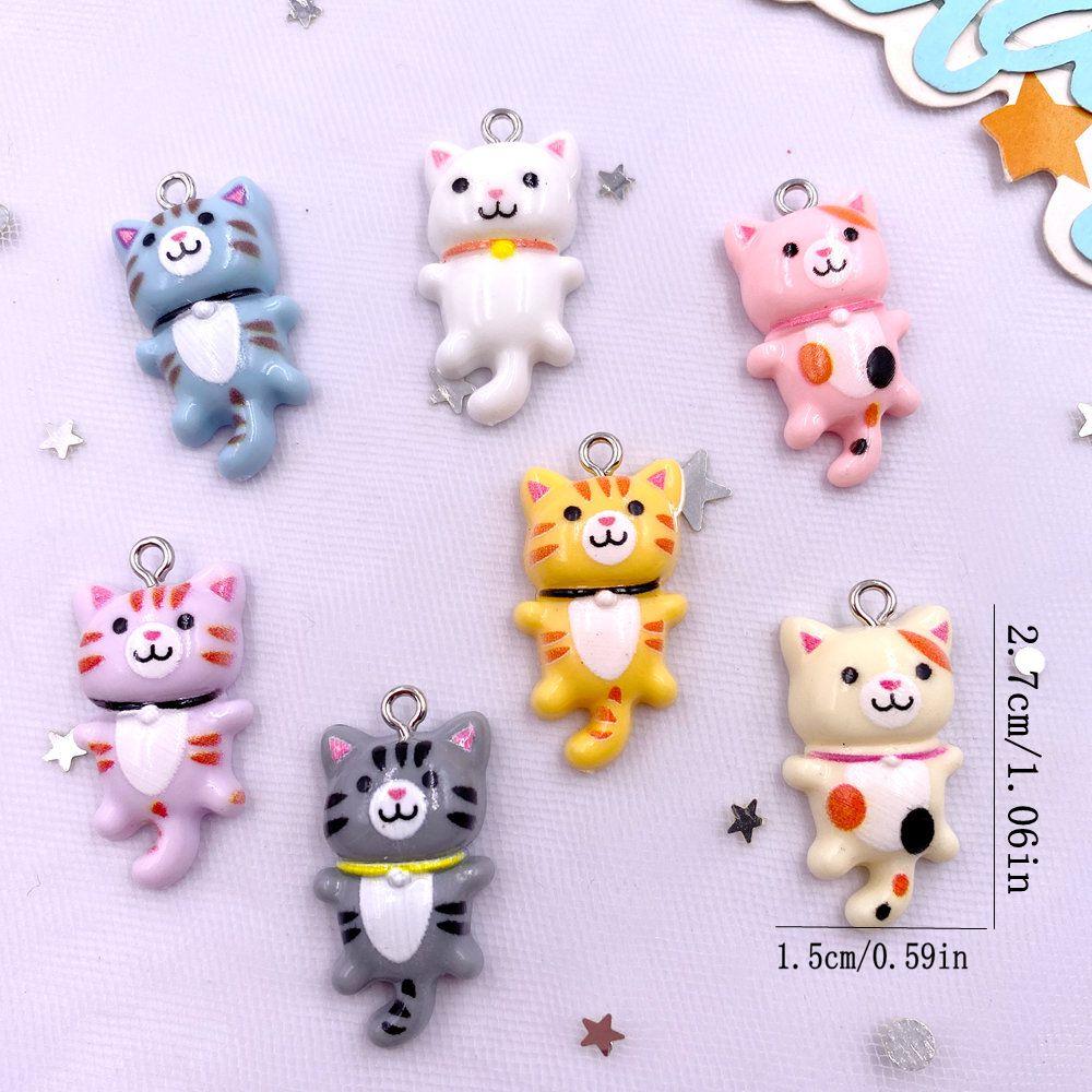 10pcs Mix Resin Paintings Cartoon Kawaii Little Cats Flat Back Stone Figurines Scrapbooks DIY Crafts Charm Pendant Jewelry Decor
