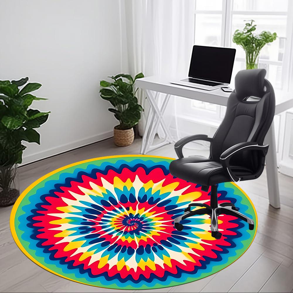 1PC Tie-dye Pattern Chair Carpet for Office, Indoor Non-Slip Washable Carpet, Soft Comfortable Mat For Office Room yy250930237