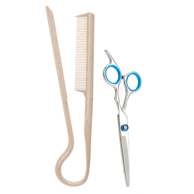 

2 шт./набор V-образная плоская расческа с ножницами Салонная щетка-выпрямитель для волос Профессиональные парикмахерские ножницы Аксессуары для домашнего салона