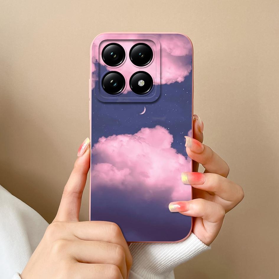 Weiche neue Hüllen für Xiaomi 14T 15 Pro Capa Hübsche Wolkenblumen Stilvoller Schutz aus flüssigem Silikon Langlebiger Anti-Tropfen für Xiaomi Shell Back Covers