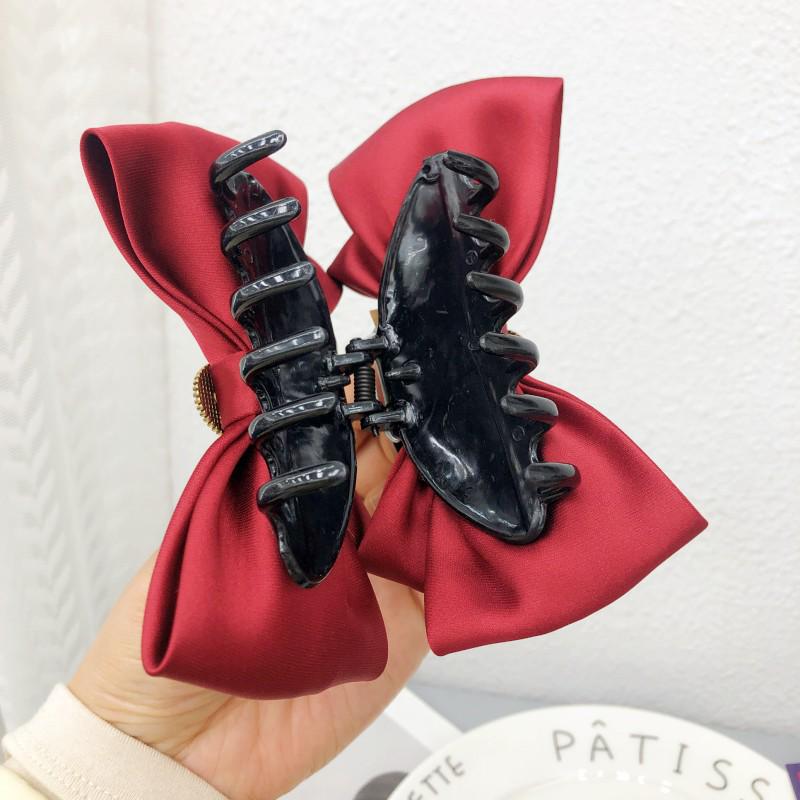 Autumn Winter Large Bow Hair Clip - High-End Japanese Korean Shark Clip for Women