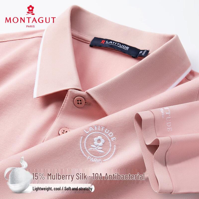MONTAGUT Men s Silk Blend Polo Shirt L