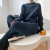2025 Spring Elegant Solid Color Knit Sweater & Wide-Leg Pants Two-Piece Set for Women