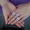 2022 Iced Out Bling pink Girl Micro Pave Cz Double Layer White pink Drop Water Shape Diamond Women Ring