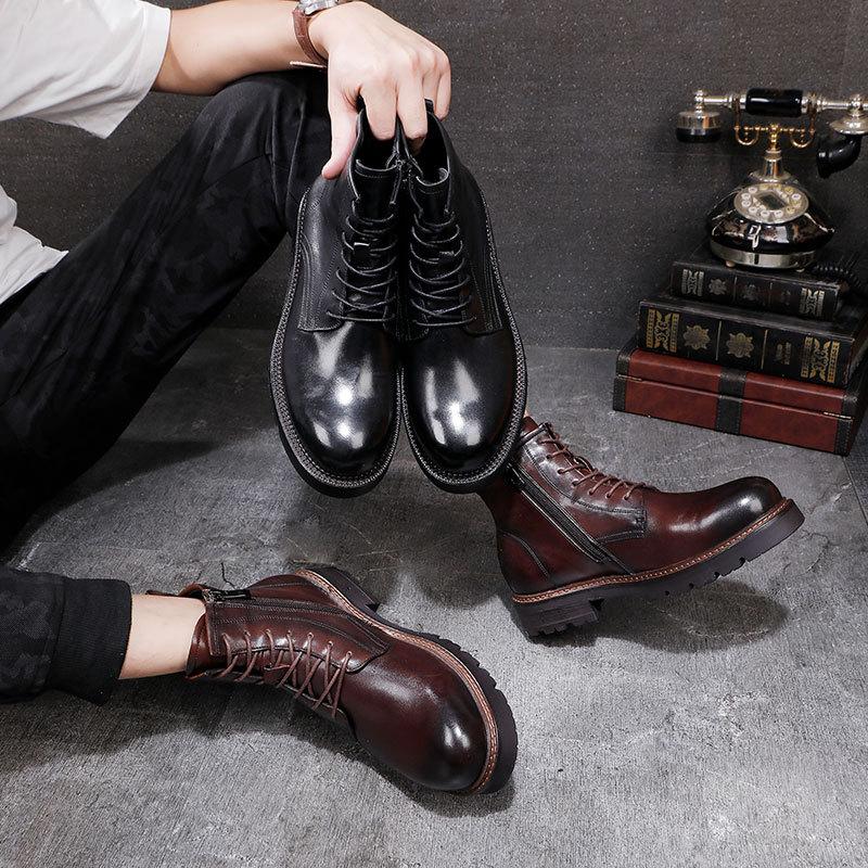 New Martin Boots Vintage Washed Horse Skin Size 47 Men'S Boots British Side Zipper High Help Tooling Boots