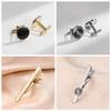 Cufflinks and Tie Clip Brand Round Shiny Round European Cufflinks Accessories [Rockyu] Set, Name, 4-Piece Set, Cufflinks, Surface, Buttons, Business,