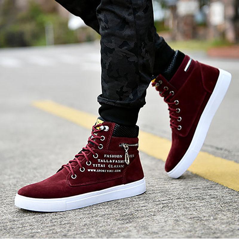 Jarní a podzimní sportovní vysoké boty pánské vysokoškolský styl korejské plátno ploché ležérní tenisky pro všechny zápasy