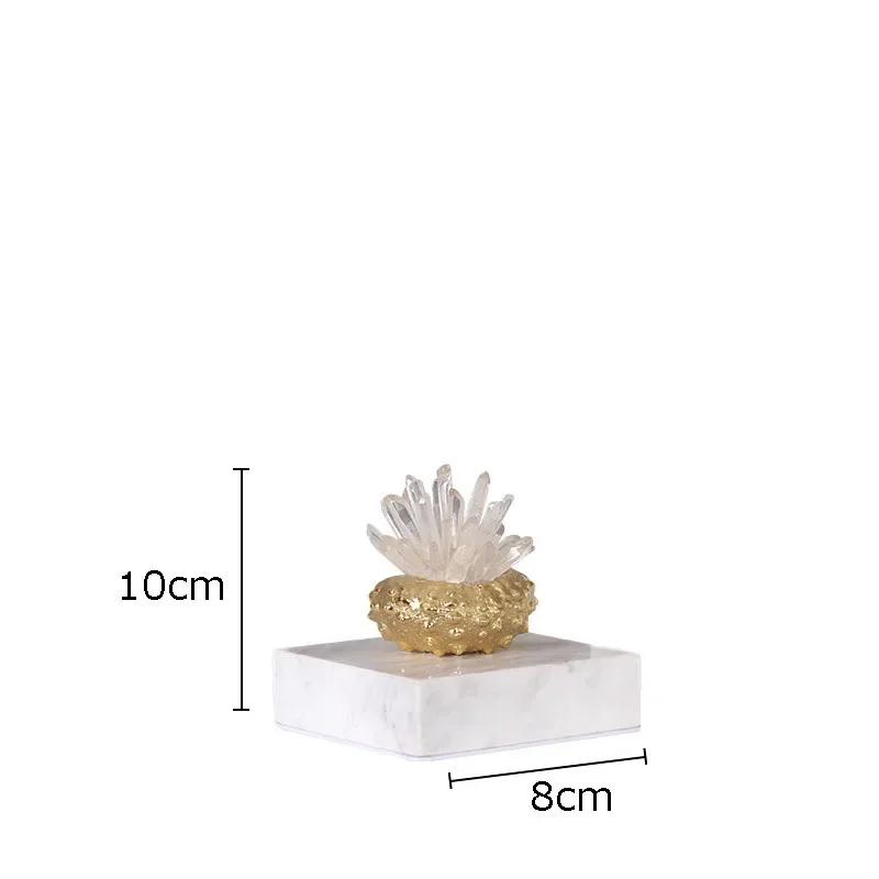 

Brass Sea Urchin Crystal Cluster Crafts Statue Marble Base Desk Decoration Crystal Flower Brass Sculpture Room Aesthetics Decor