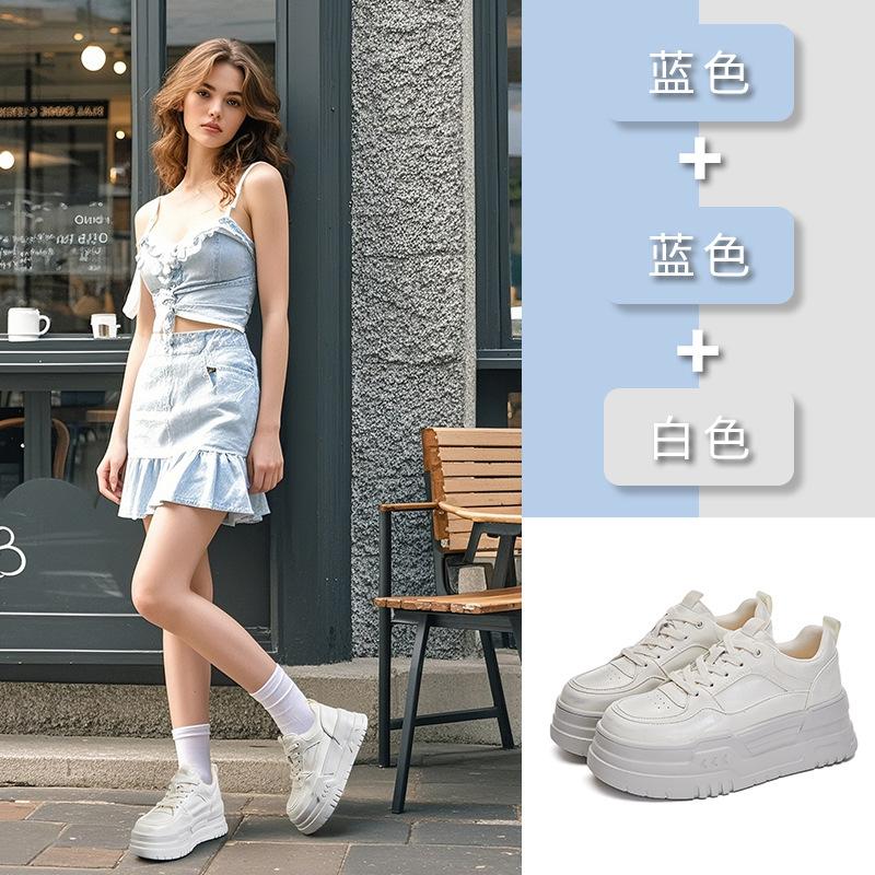 Foam sole leather little white shoes women's 2025 spring new platform sports board shoes women's casual single shoes versatile women's shoes