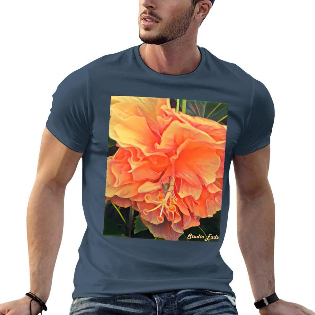 Grasshopper On Orange Flower Tshirt Casual Everyday Short Sleeve Tshirt