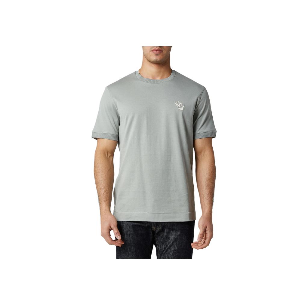 Emporio Armani EA Logo Embroidered Round Neck Short Sleeve T-Shirt SS24 Men T-Shirts Gray-Green 3D1TN3-1JOCZ-0664