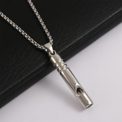 Simple Silver Jewelry Accessories Cool Style Hip-hop Women Necklace for Men Whistle Necklace Sweater Chain Titanium Steel Chain