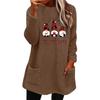 Women's Christmas Letter Print Round Neck Loose Long Sleeve Plush Hoodie