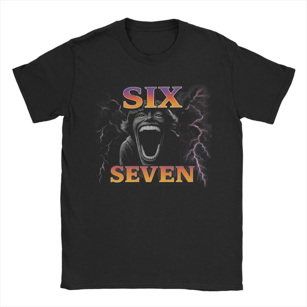 Men Women Fun Six Seven 6 7 Meme T Shirts  Cotton Clothing Funny Short Sleeve Crew Neck Tee Shirt Big Size T-Shirt