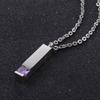 Stainless Steel Tube-Shaped Personalized Male And Female Purple Element Pendant With 50cm Necklace