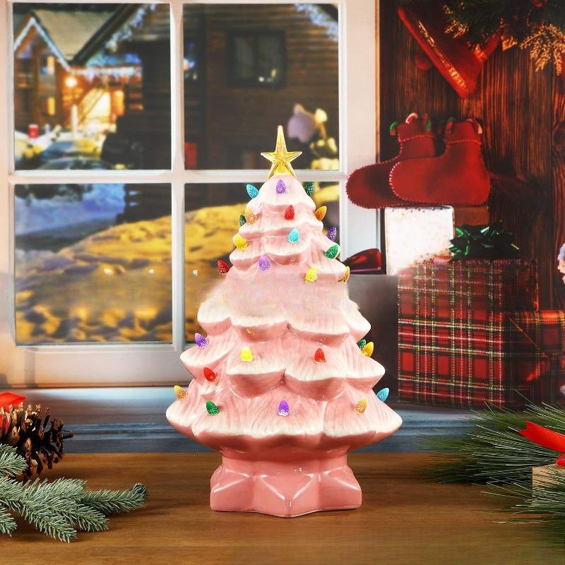 

American Standard Plug-in Resin Christmas Tree Wall Sconce Bedside Night Lamp European Living Room Study Christmas Holiday Decor Pluggable style розовый