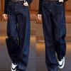 2025 Women's High Waist Slimming Straight Leg Fleece Jeans - Versatile Autumn/Winter Blue Denim