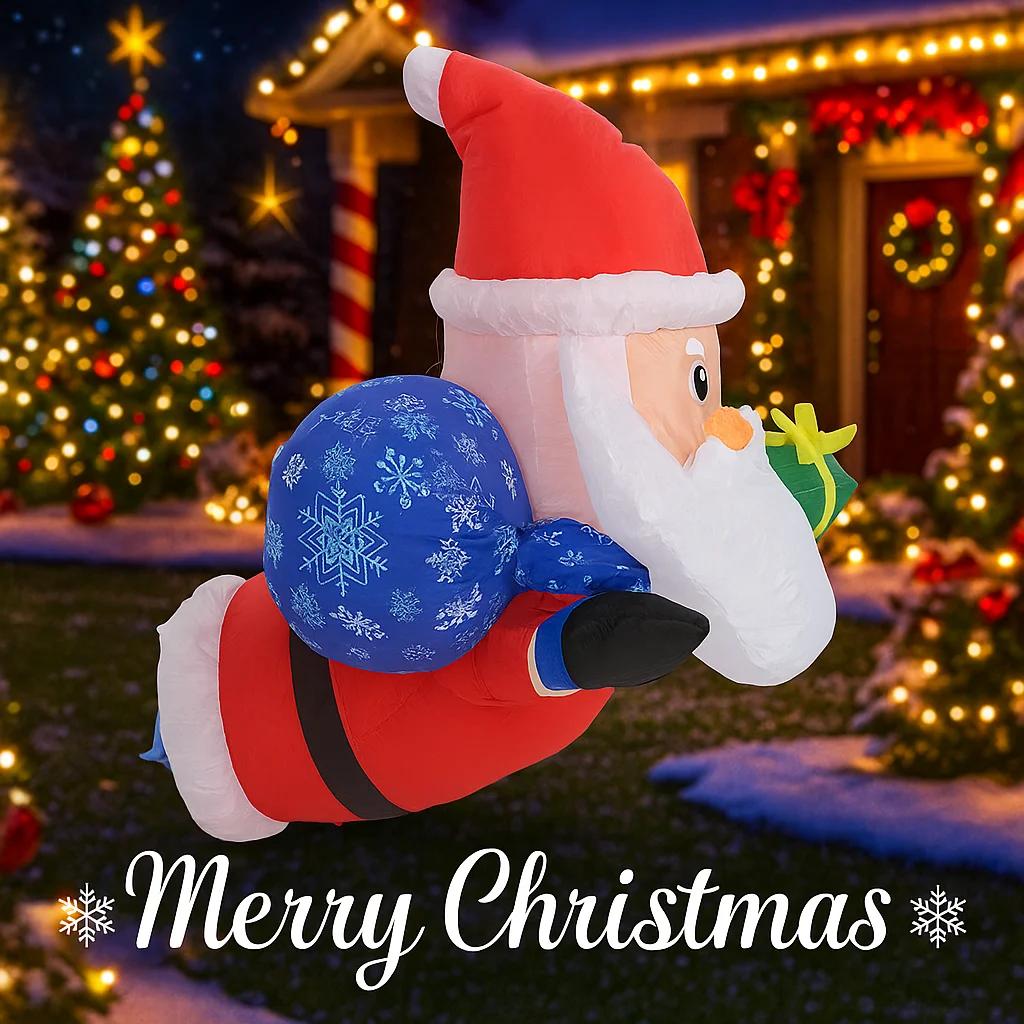 3.44FT Yard Party Decoration Inflatable Gift Bag Santa Toy LED Light Xmas Home Decor Supplies Ornaments Christmas Holiday Gifts