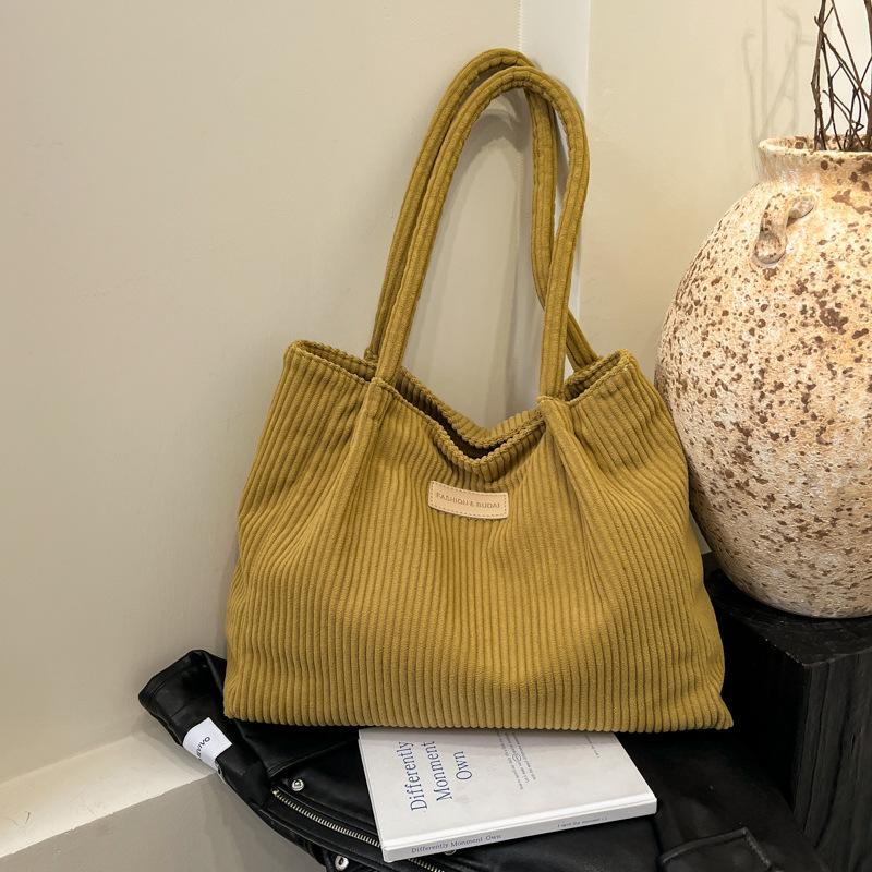 Large capacity corduroy tote bag women's new casual versatile commuter bag simple shoulder bag