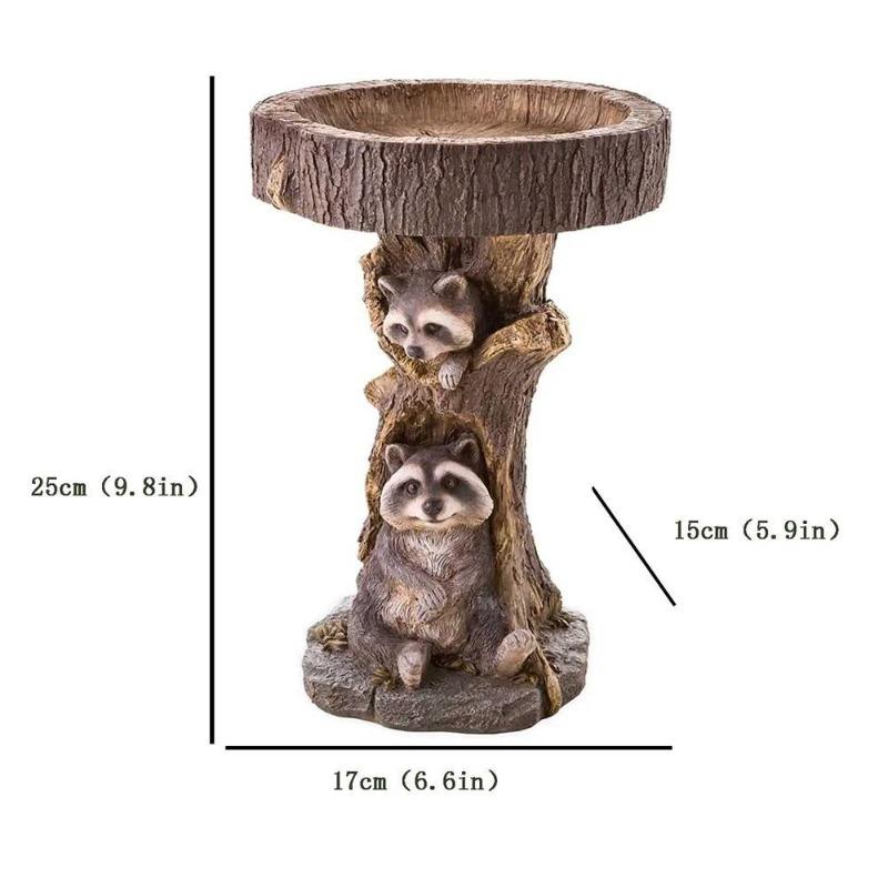 Resin Raccoon Birdbath Polyresin Antique Garden Bird Bath For Home Garden Yard Garden Decoration Outdoor Gardening Yard Decor