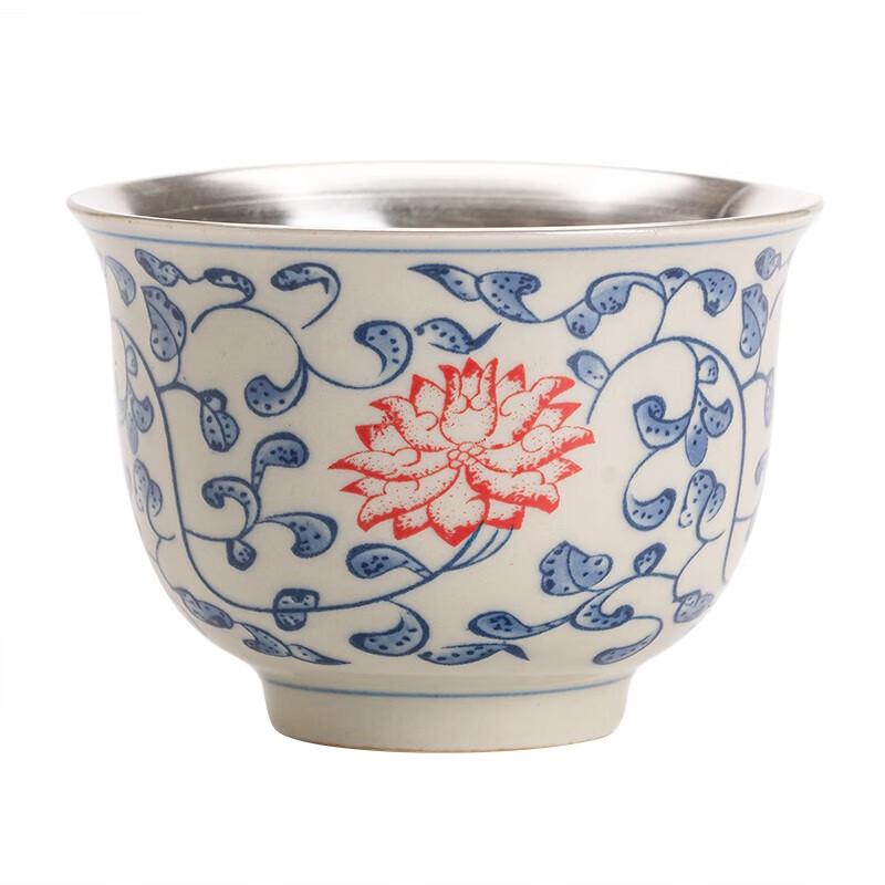 SUSHI CERAMICS Blue & White Lotus Ceramic Teacup