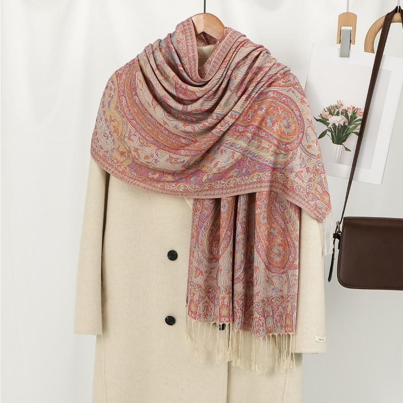 Jacquard Cashew Fringed Versatile Long Towel Bohemian Ladies Shawl Scarf Headscarf
