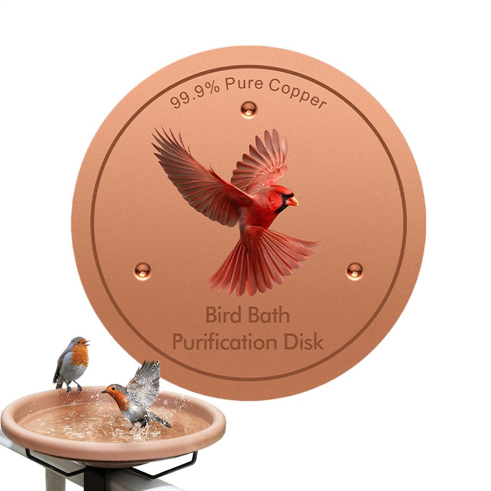 Copper Disc For Bird Bath 4 Inch With Triple-Point Support Copper Bird Bath Purification Disk For Outdoor Garden Backyard Pond